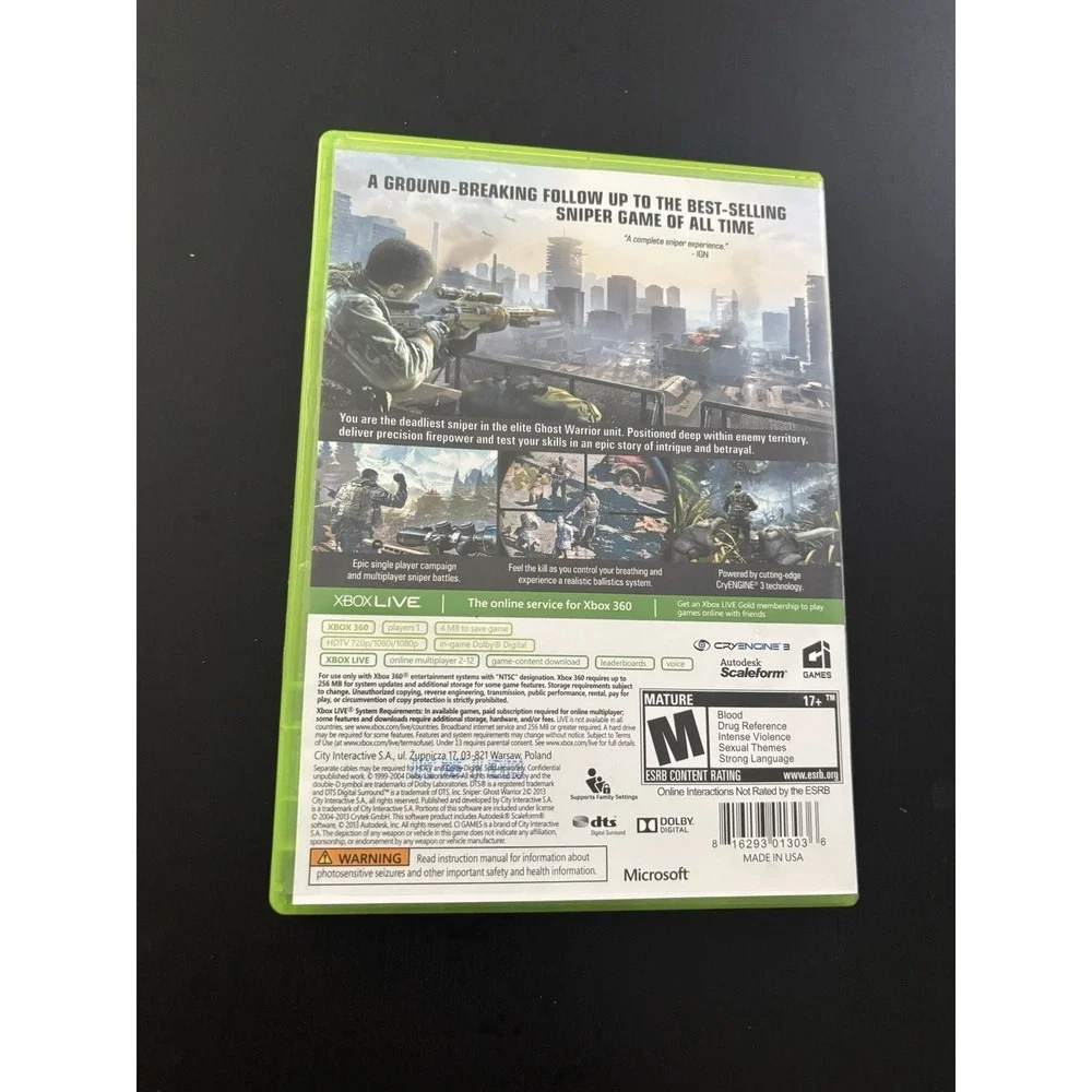 Sniper 2 Ghost Warrior (Microsoft Xbox 360) 2013 Complete CiB W/ Manual Tested